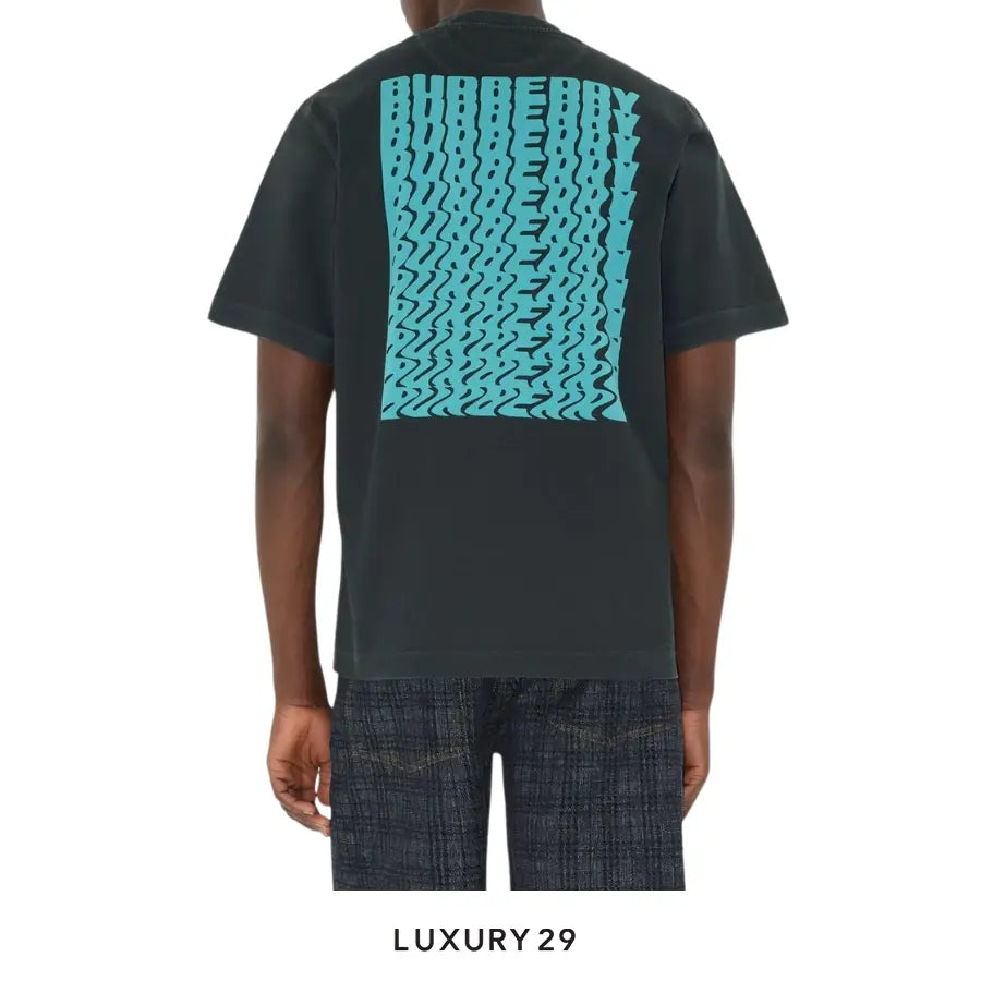 Burberry Warped Logo Cotton T-shirt in Atom Blue