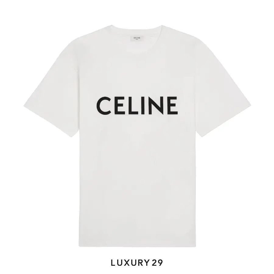 CELINE LOOSE T-SHIRT IN COTTON JERSEY CHALK / BLACK CELINE Luxury29