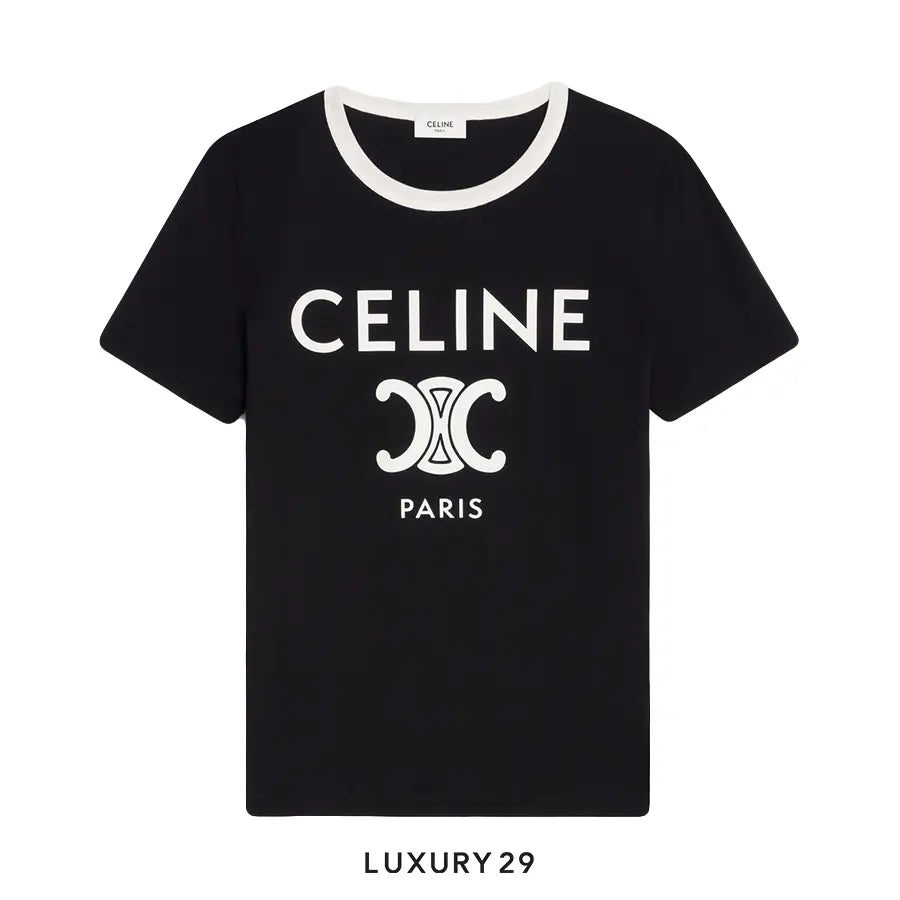 CELINE PARIS T-SHIRT IN COTTON JERSEY BLACK / WHITE CELINE