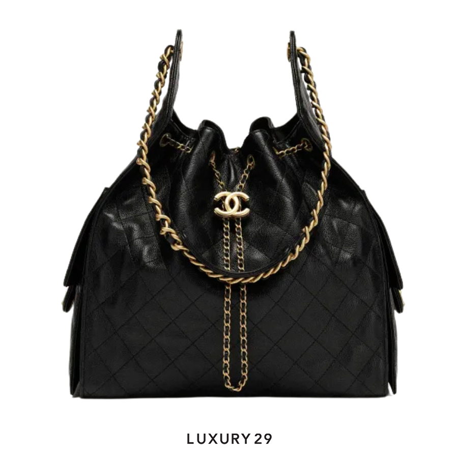 CHANEL 25 Medium Handbag Grained Calfskin & Gold-Tone Metal Black CHANEL