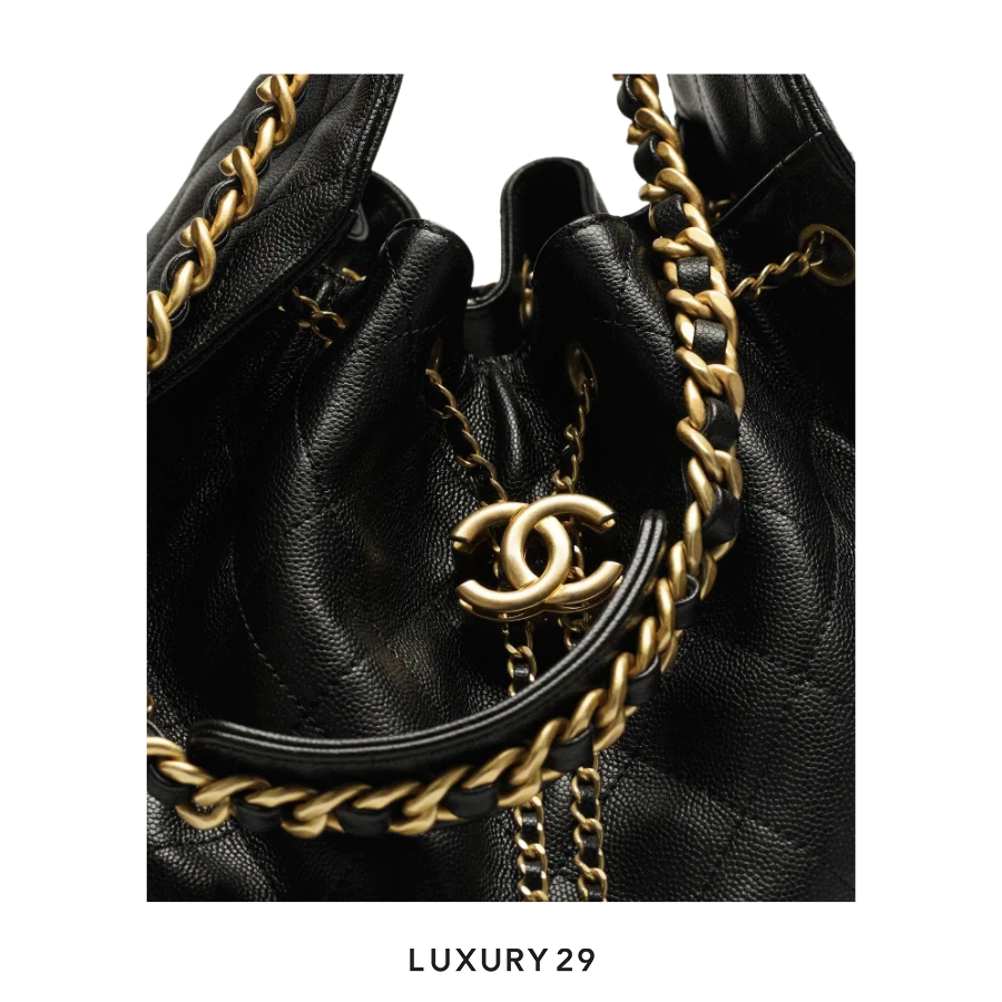 CHANEL 25 Medium Handbag Grained Calfskin & Gold-Tone Metal Black CHANEL