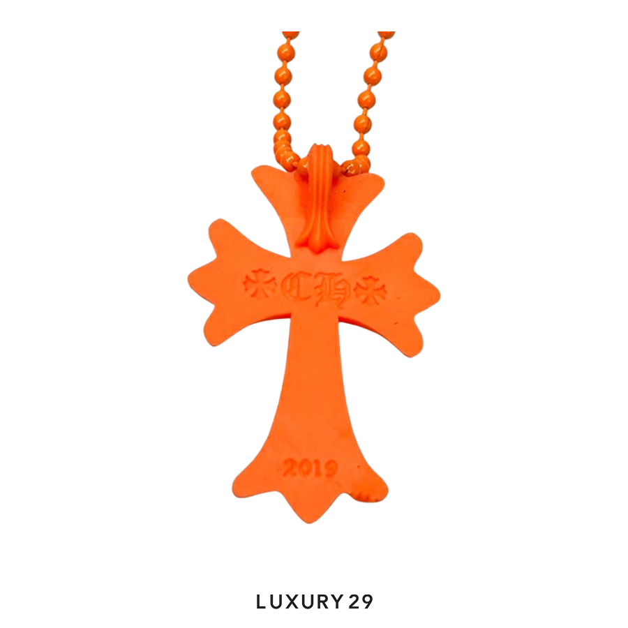 CHROME HEARTS SILICONE CROSS NECKLACE BRIGHT ORANGE CHROME HEARTS