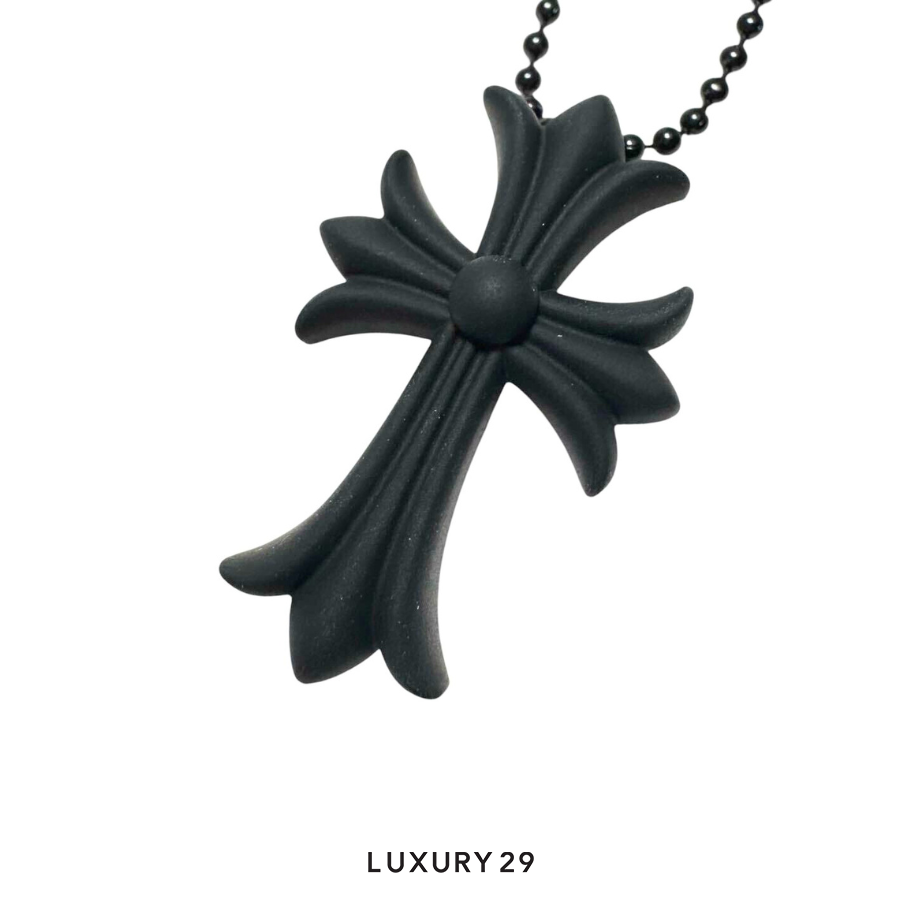 CHROME HEARTS SILICONE CROSS NECKLACE BLACK CHROME HEARTS