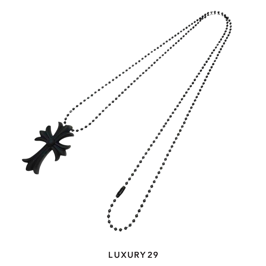 CHROME HEARTS SILICONE CROSS NECKLACE BLACK CHROME HEARTS
