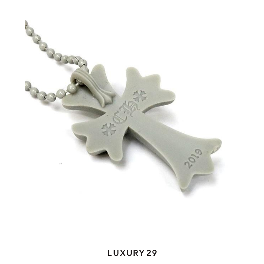 CHROME HEARTS SILICONE CROSS NECKLACE GREY CHROME HEARTS