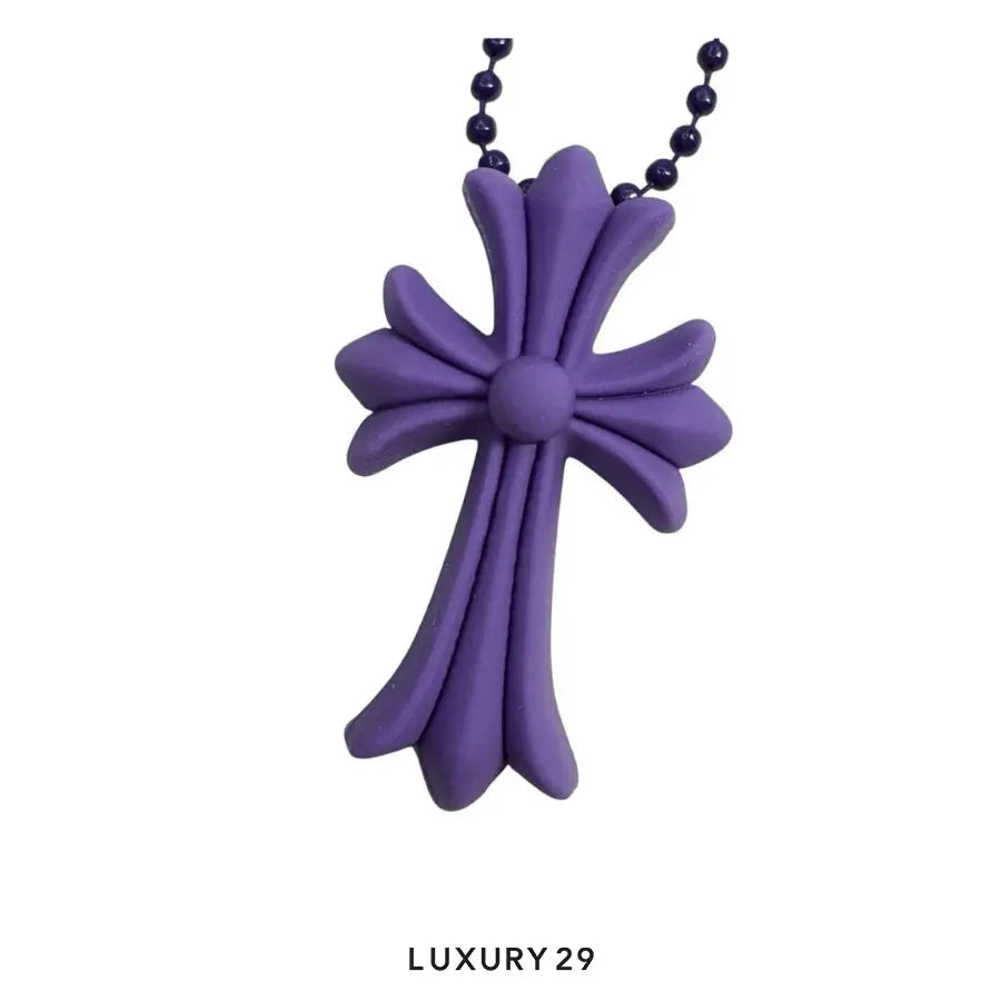 CHROME HEARTS SILICONE CROSS NECKLACE PURPLE CHROME HEARTS