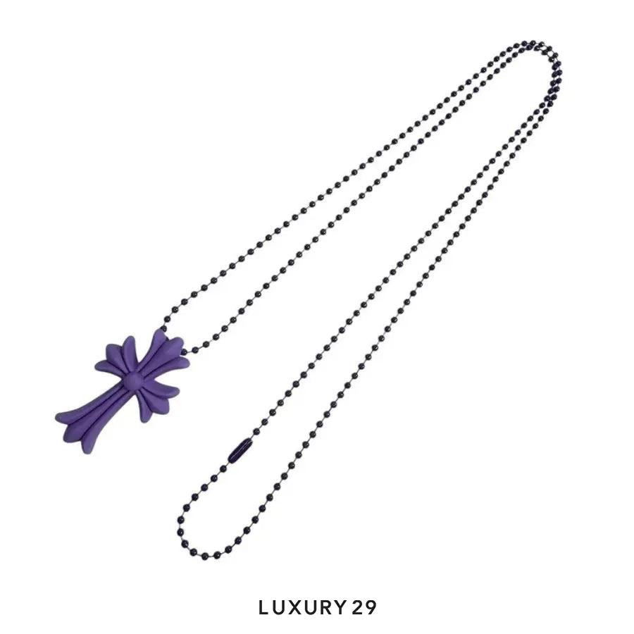 CHROME HEARTS SILICONE CROSS NECKLACE PURPLE CHROME HEARTS