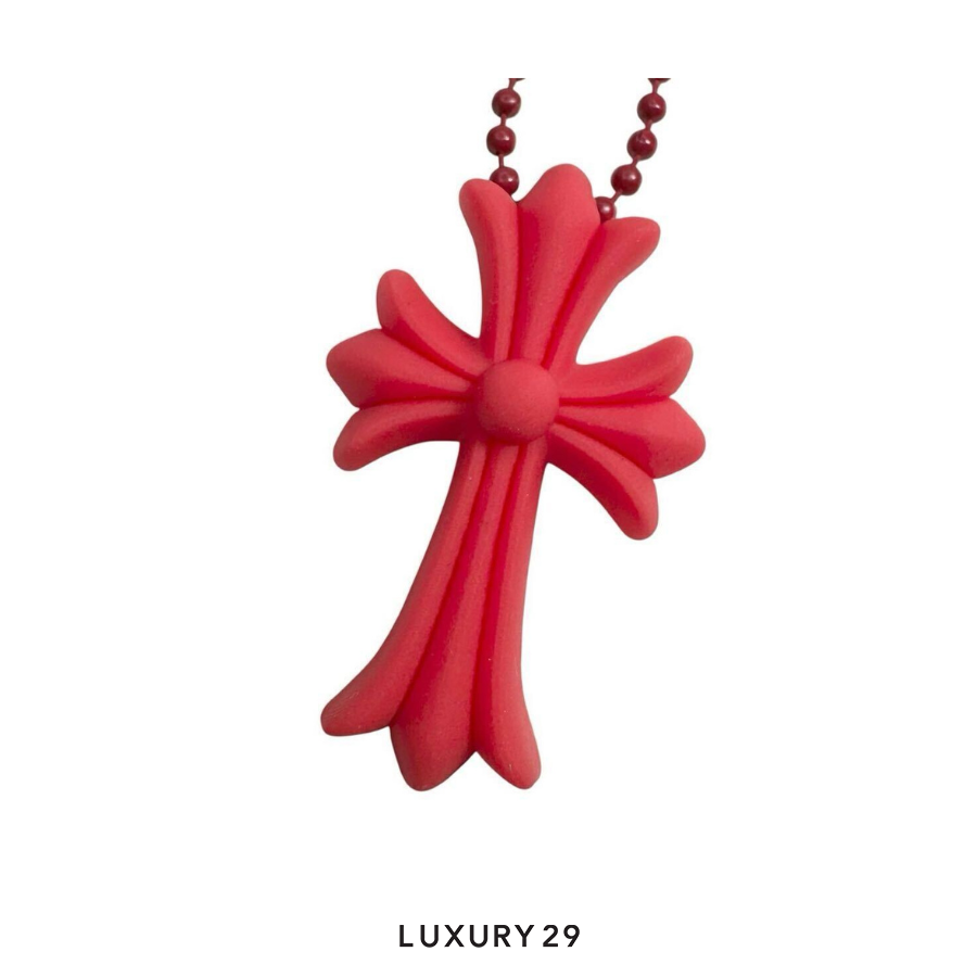 CHROME HEARTS SILICONE CROSS NECKLACE RED CHROME HEARTS