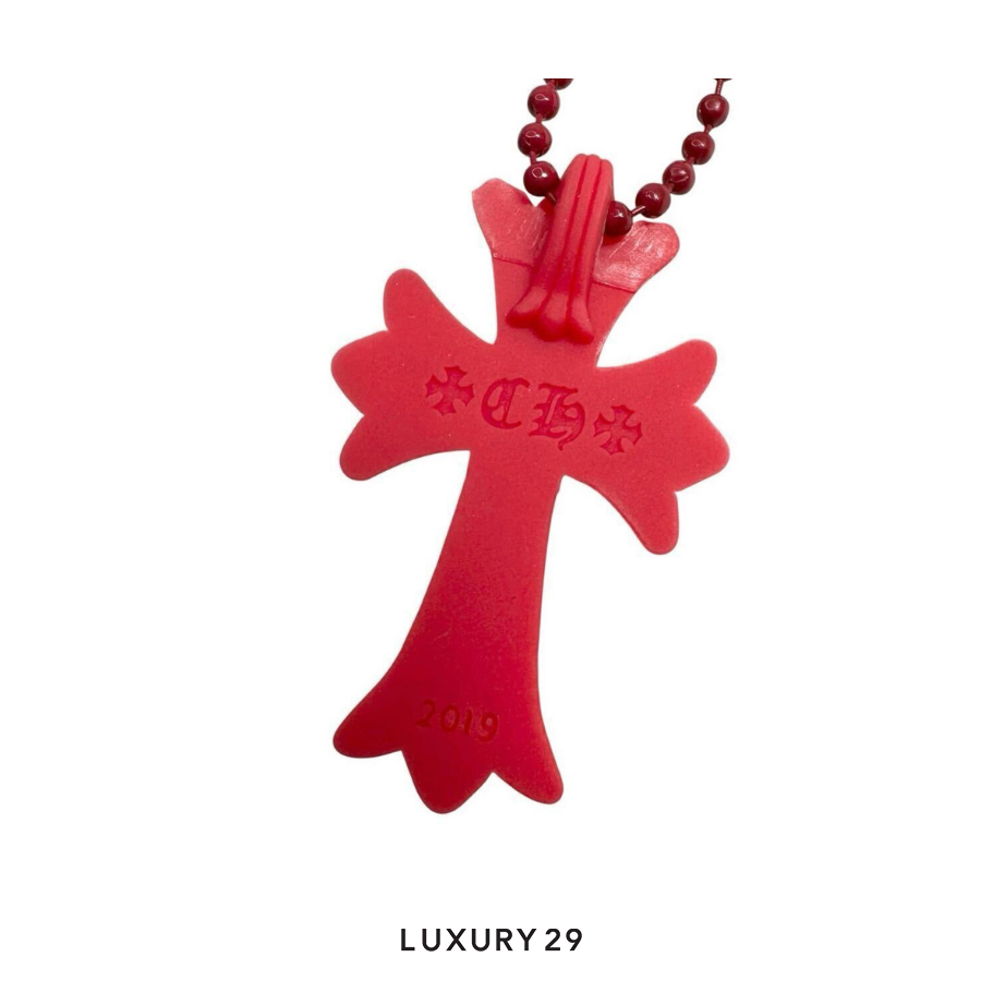 CHROME HEARTS SILICONE CROSS NECKLACE RED CHROME HEARTS