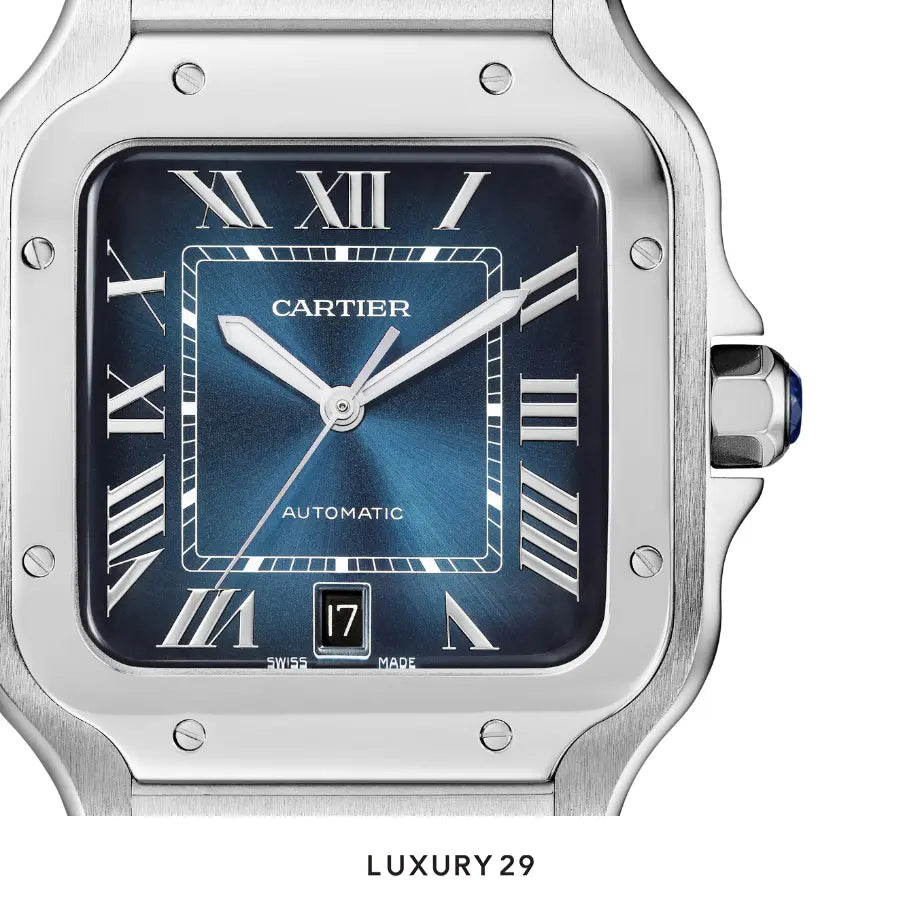 Cartier Santos de Cartier Watch Steel, Blue Crown CATIER Luxury29