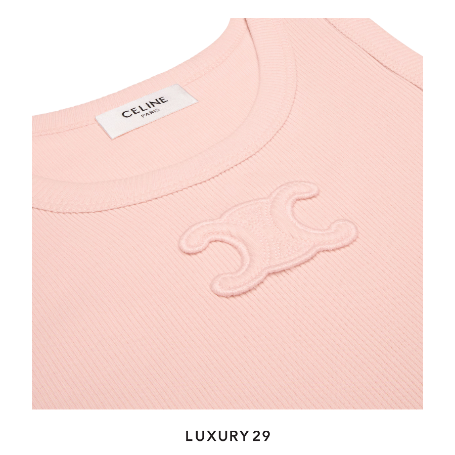 Celine triomphe tank top IN ribbed cotton Tank Top Light Peach CELINE