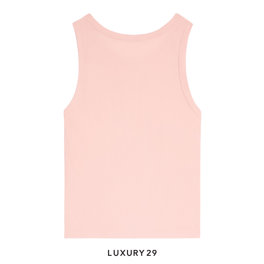 Celine triomphe tank top IN ribbed cotton Tank Top Light Peach CELINE