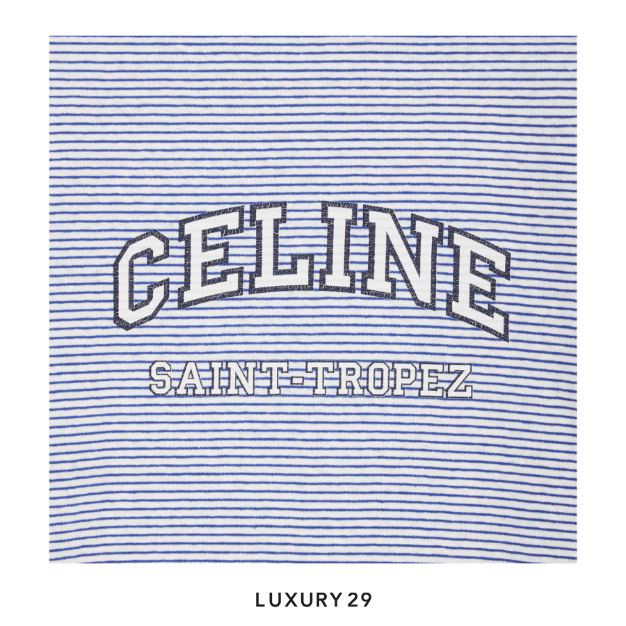 Celine 70s t-shirt in striped jersey Blue/White CELINE