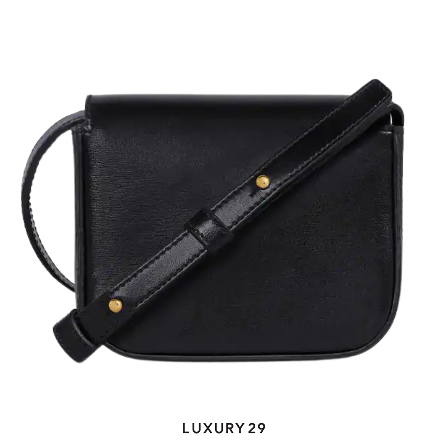 Celine CLAUDE Mini Bag in Glossy Calfskin Black CELINE