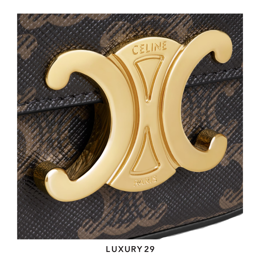 Celine CLAUDE Mini Bag in Triomphe Canvas and Calfskin Tan CELINE