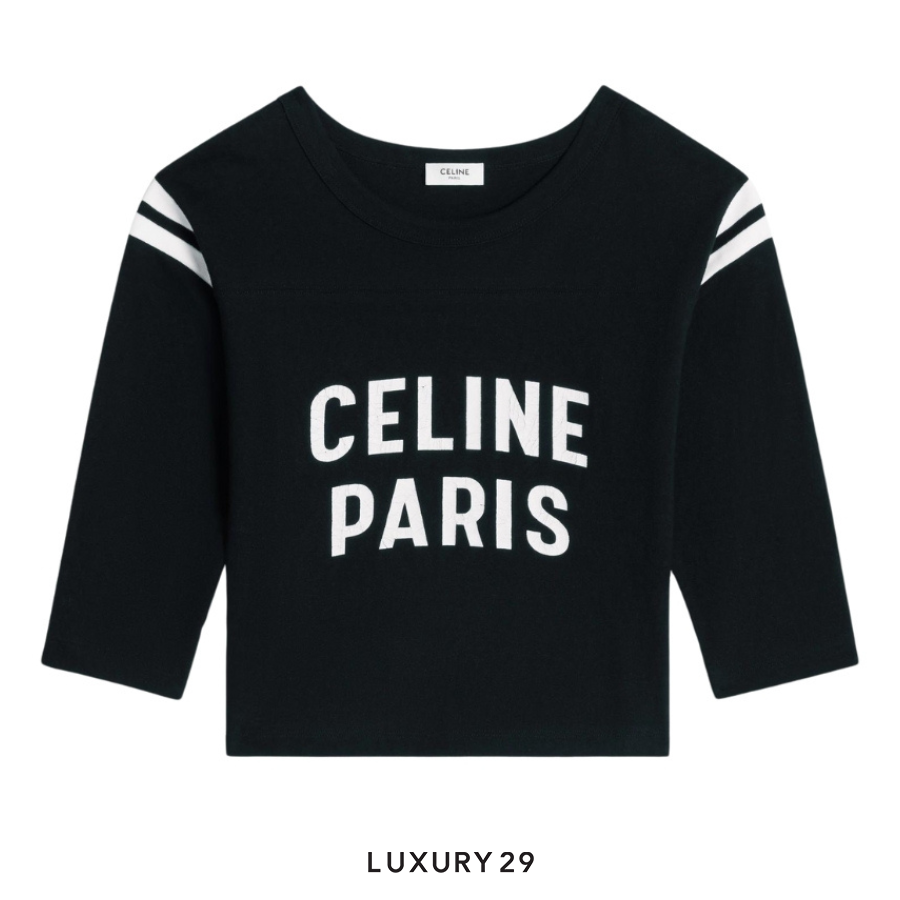 Celine Paris Boxy T-Shirt In Cotton Jersey Black White CELINE