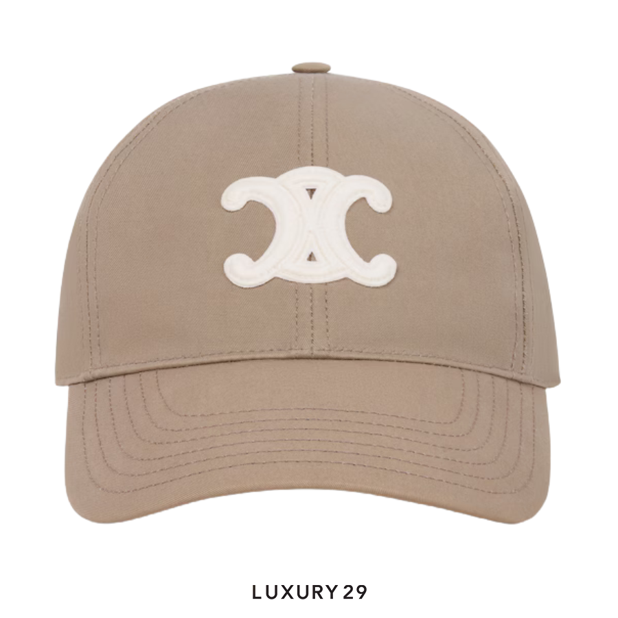 Celine Triumph Cotton Baseball Cap Beige Gray CELINE