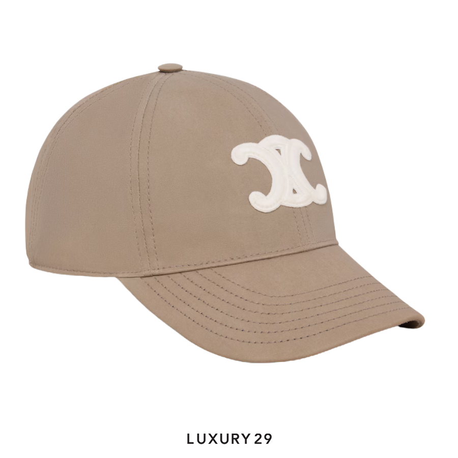 Celine Triumph Cotton Baseball Cap Beige Gray CELINE