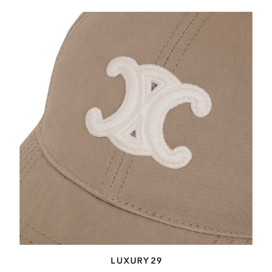 Celine Triumph Cotton Baseball Cap Beige Gray CELINE