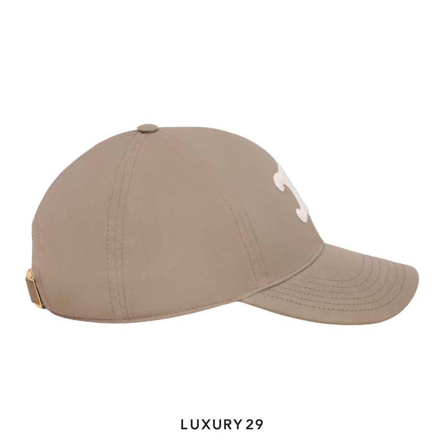Celine Triumph Cotton Baseball Cap Beige Gray CELINE