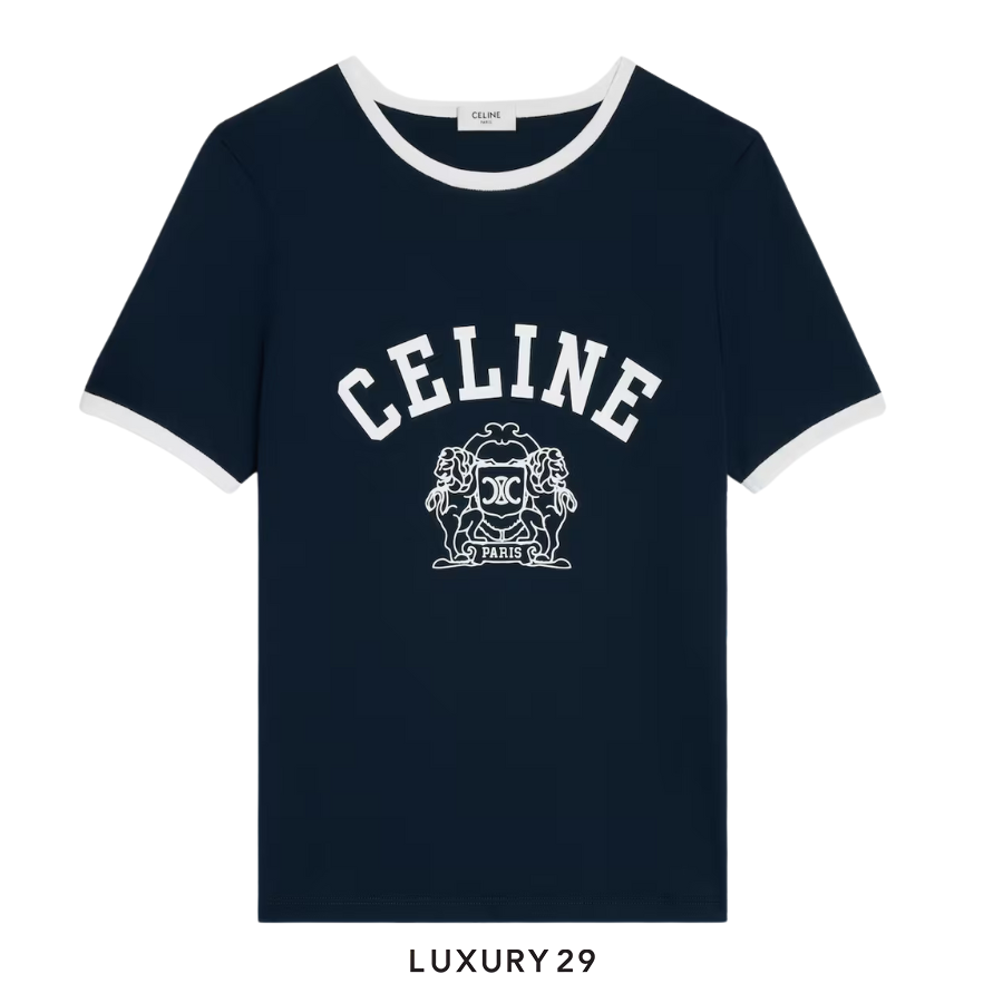 Celine blason 70s t-shirt in cotton jersey Navy CELINE