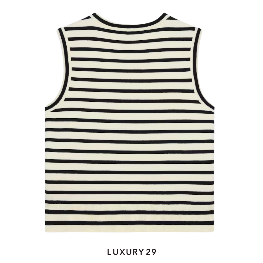 Celine triomphe sleeevess mariniere sweater in wool White/Black CELINE