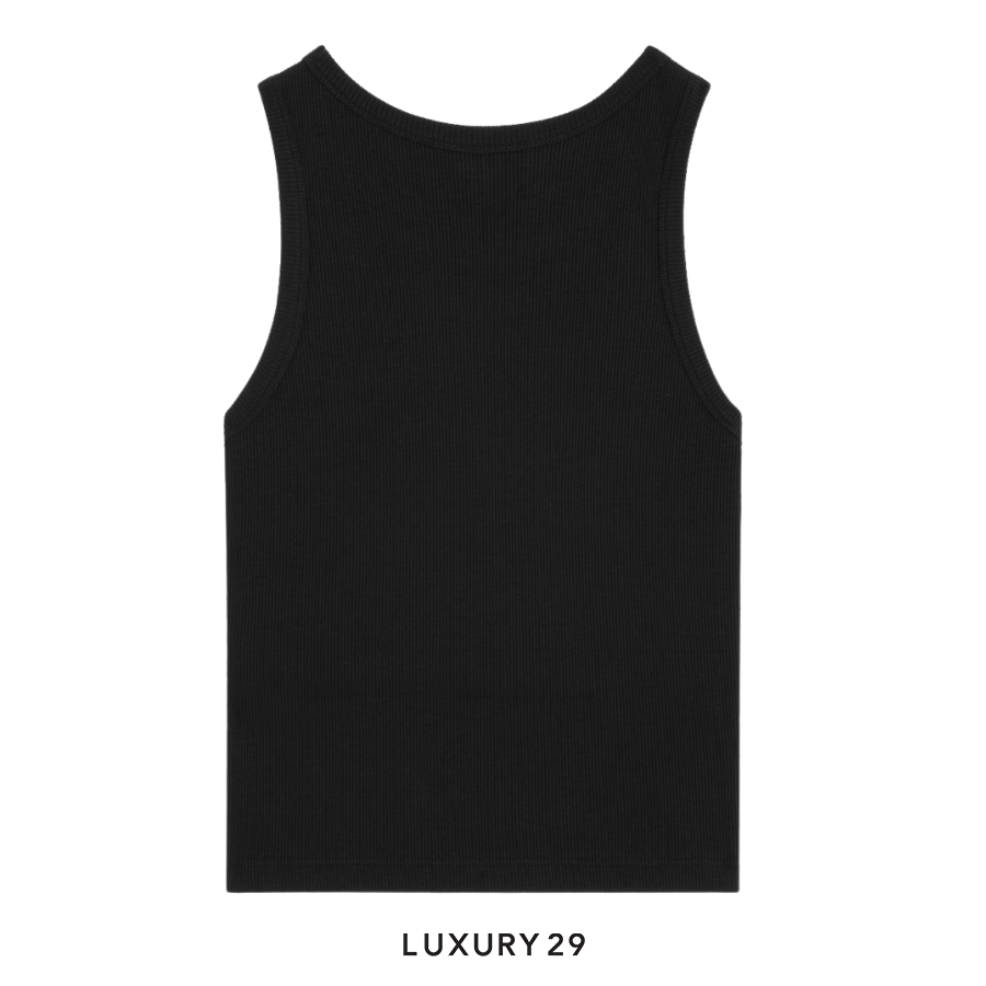 Celine triomphe tank top IN ribbed cotton Tank Top Black CELINE