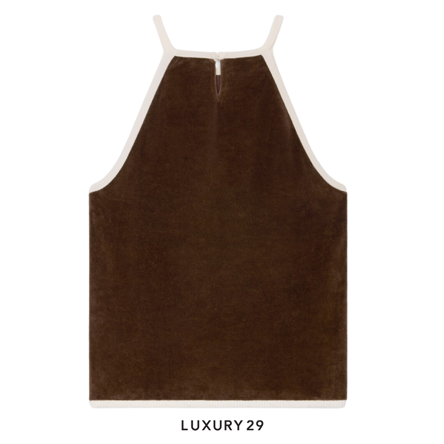 Celine triomphe tank top in velvet jersey Brown CELINE