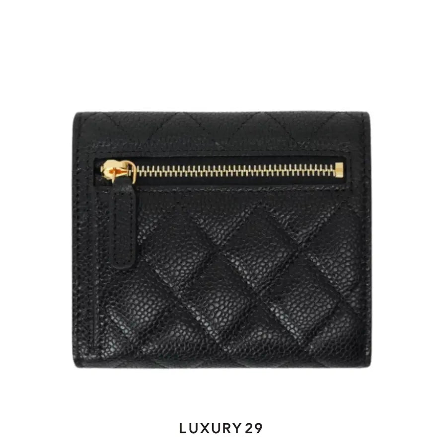 Chanel Classic Small Flap Wallet in black caviar leather with gold-tone hardware