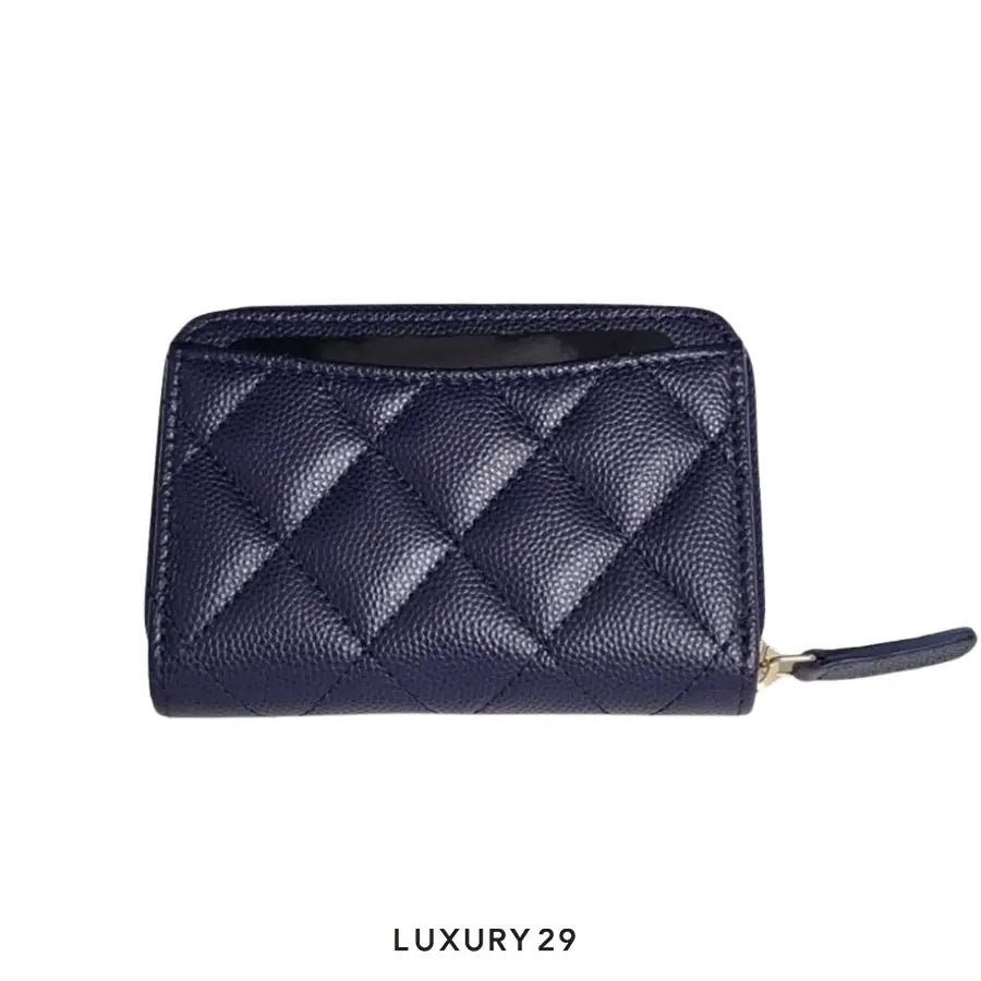Chanel Classic Zipped Coin Purse in navy blue caviar leather with gold-tone metal hardware CHANEL Luxury29