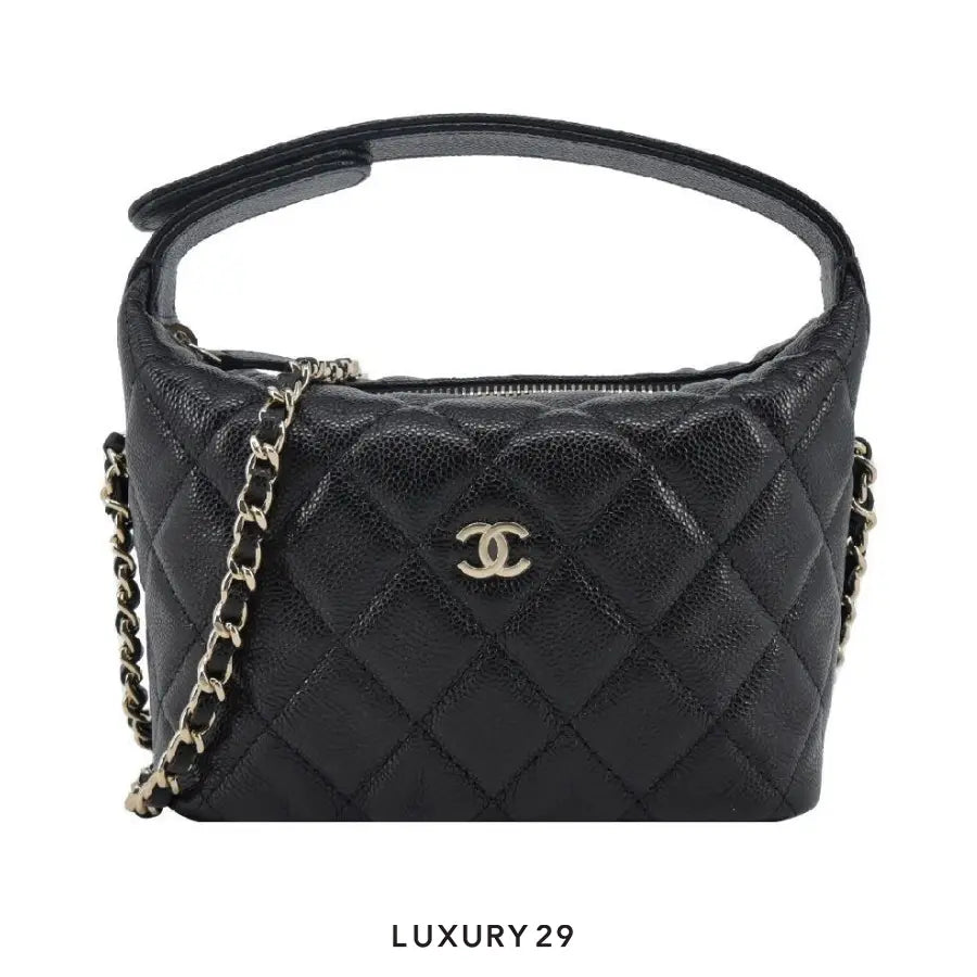 Chanel Clutch With Chain Grained Shiny Calfskin & Gold-Tone Metal Black CHANEL Luxury29