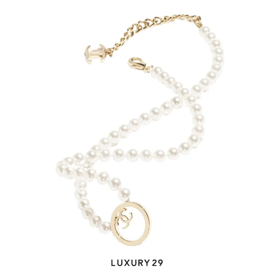 Chanel NECKLACE Metal & Glass Pearls Gold & Pearly White CHANEL Luxury29