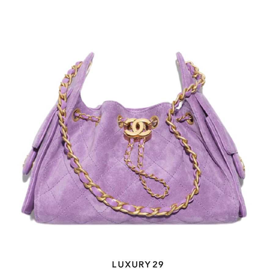 Chanel 25 Mini Handbag Suede Calfskin & Gold-Tone Metal Purple CHANEL Luxury29