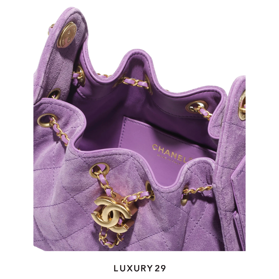 Chanel 25 Mini Handbag Suede Calfskin & Gold-Tone Metal Purple CHANEL Luxury29