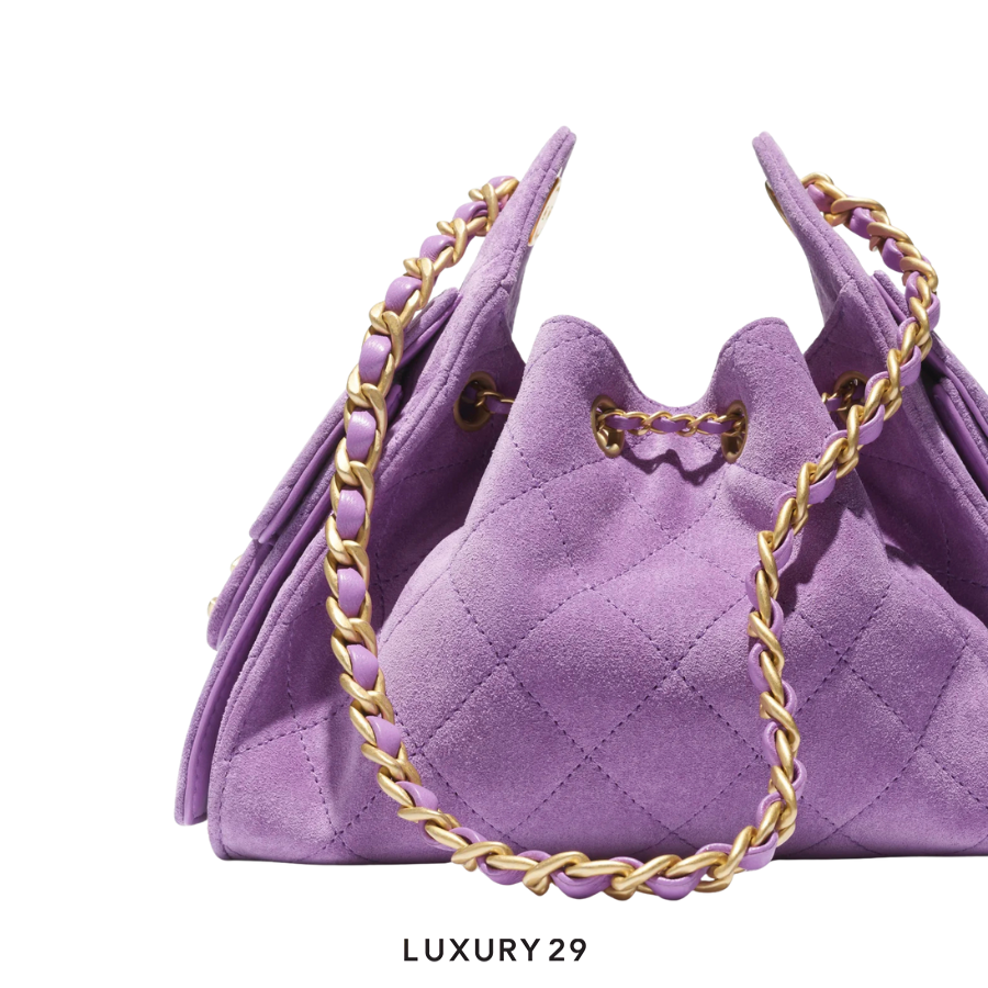 Chanel 25 Mini Handbag Suede Calfskin & Gold-Tone Metal Purple CHANEL Luxury29