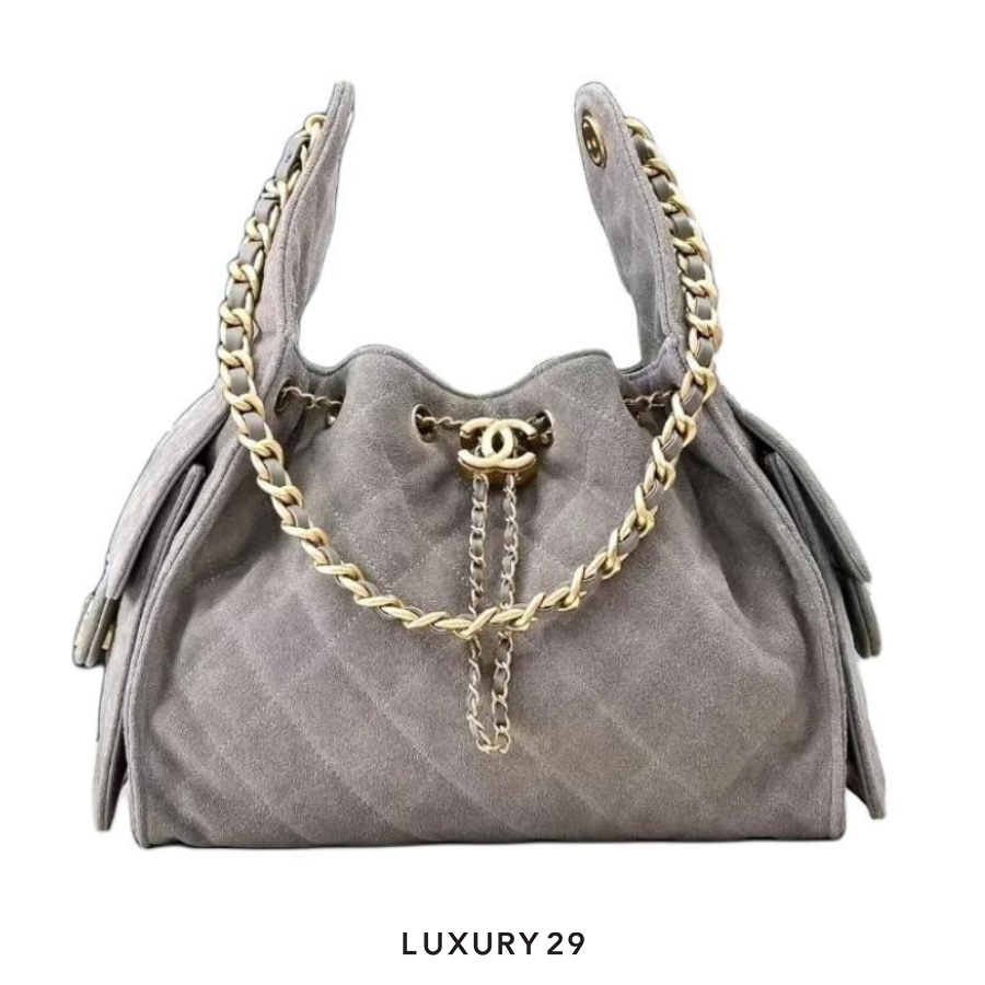 Chanel 25 Small Hand Bag Calfskin suede and gold-tone metal Brown CHANEL