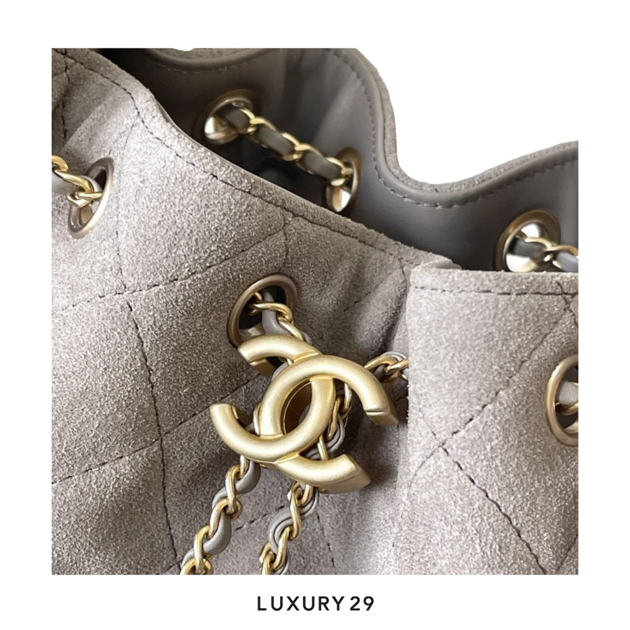 Chanel 25 Small Hand Bag Calfskin suede and gold-tone metal Brown CHANEL