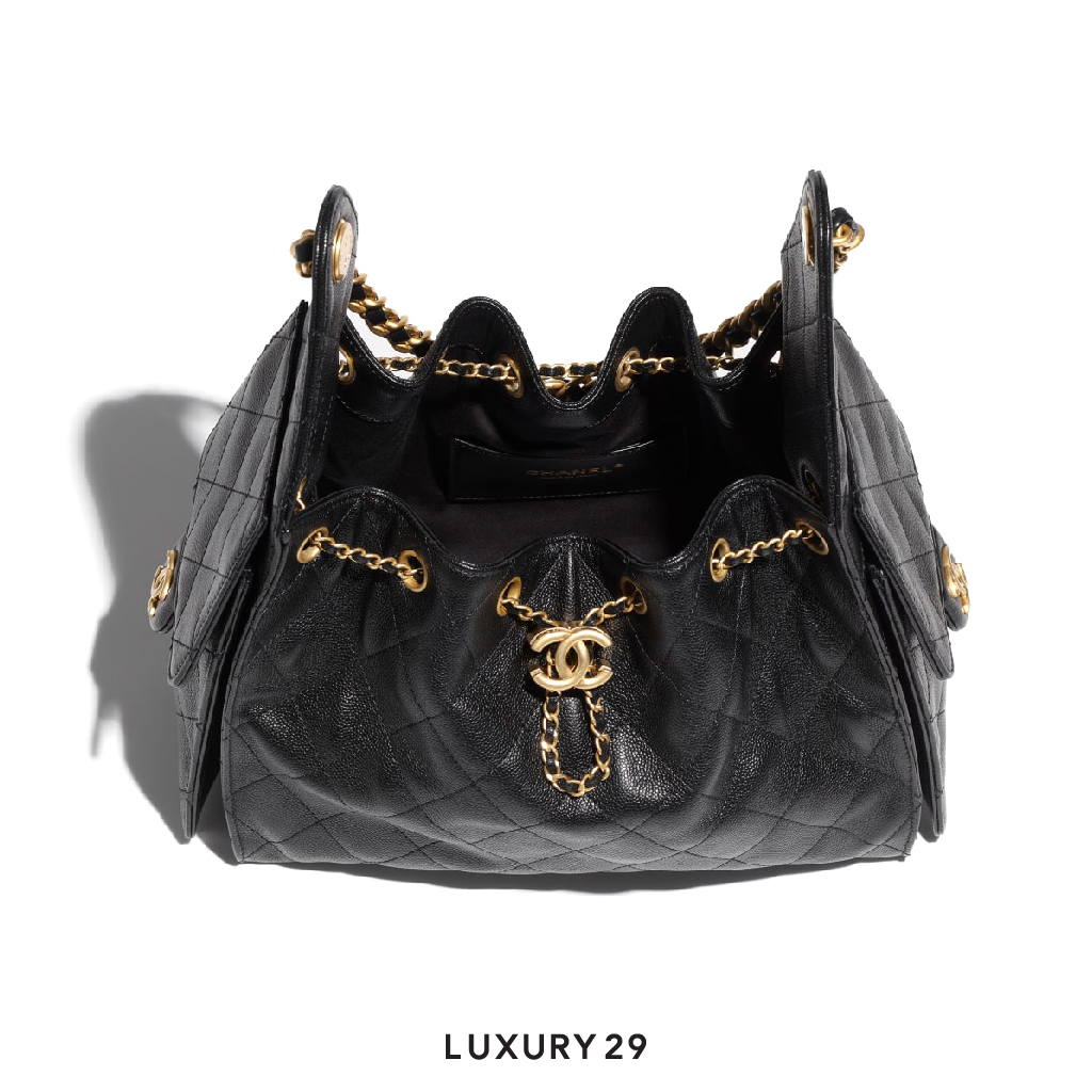 Chanel 25 Small Handbag Grained Calfskin & Gold-Tone Metal Black CHANEL