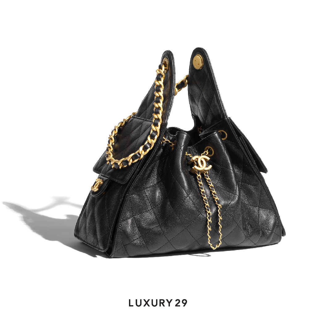 Chanel 25 Small Handbag Grained Calfskin & Gold-Tone Metal Black CHANEL