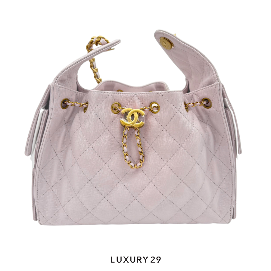 Chanel 25 Small Handbag Grained Calfskin & Gold-Tone Metal Pale Pink CHANEL