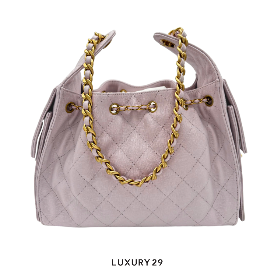 Chanel 25 Small Handbag Grained Calfskin & Gold-Tone Metal Pale Pink CHANEL