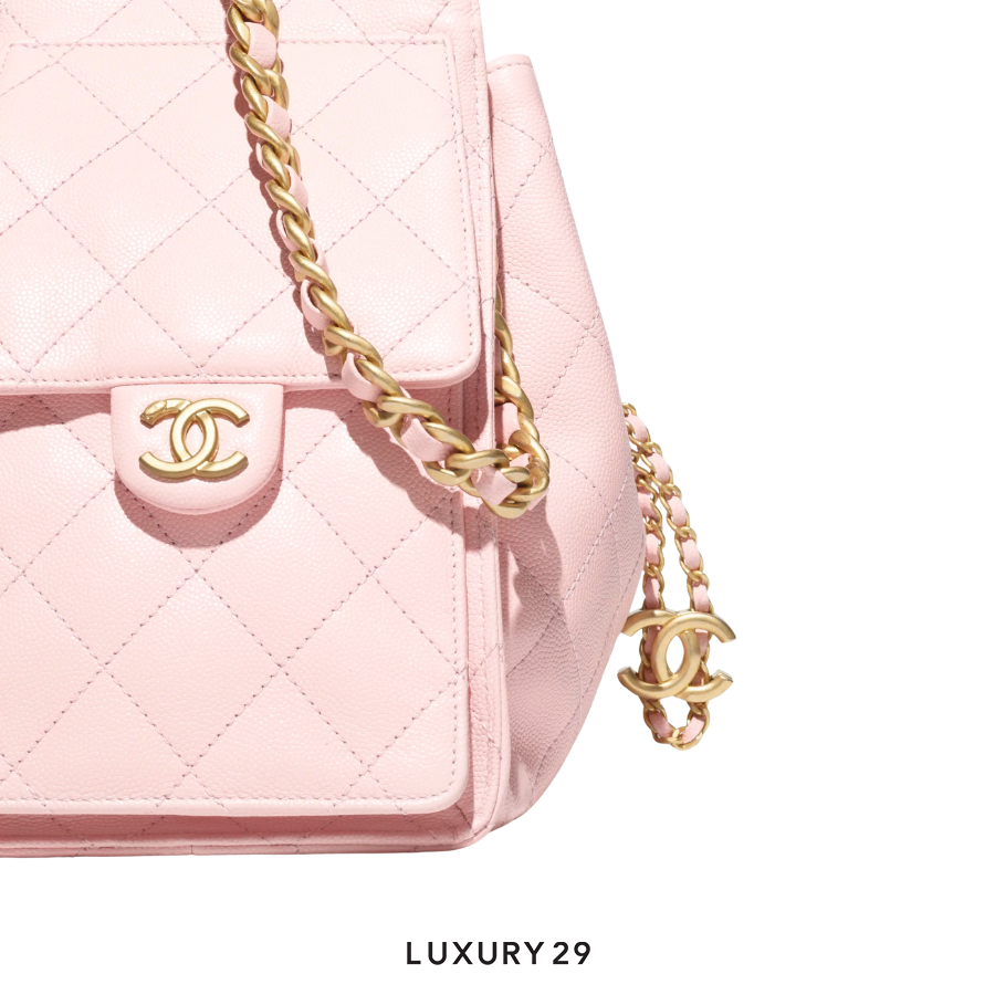 Chanel 25 Small Handbag Grained Calfskin & Gold-Tone Metal Light Pink CHANEL