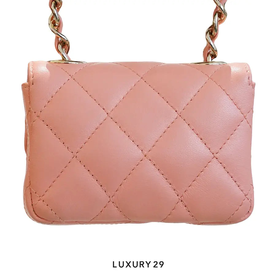 Chanel Calf skin Quilted Mini Chain Belt Bag Salmon CHANEL