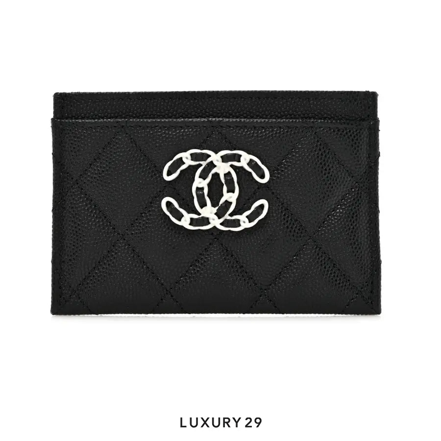 Chanel Card Holder Wallet Black Caviar Crystal and Light Gold Hardware CHANEL