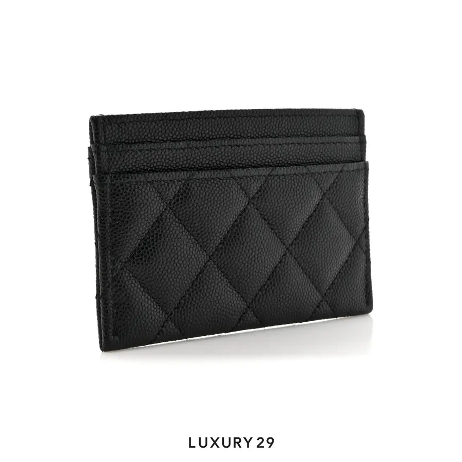 Chanel Card Holder Wallet Black Caviar Crystal and Light Gold Hardware CHANEL
