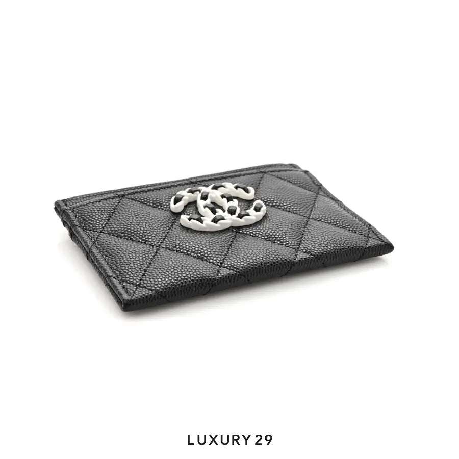 Chanel Card Holder Wallet Black Caviar Crystal and Light Gold Hardware