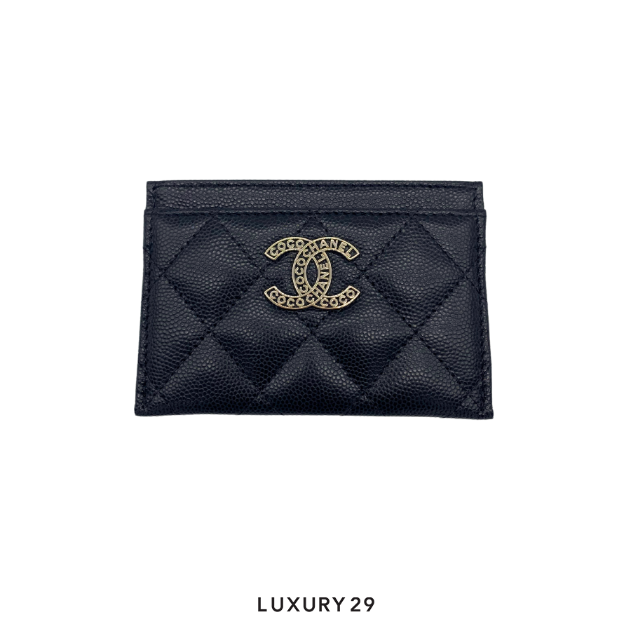 Chanel Card Holder Wallet Black Caviar with CC Logo CHANEL