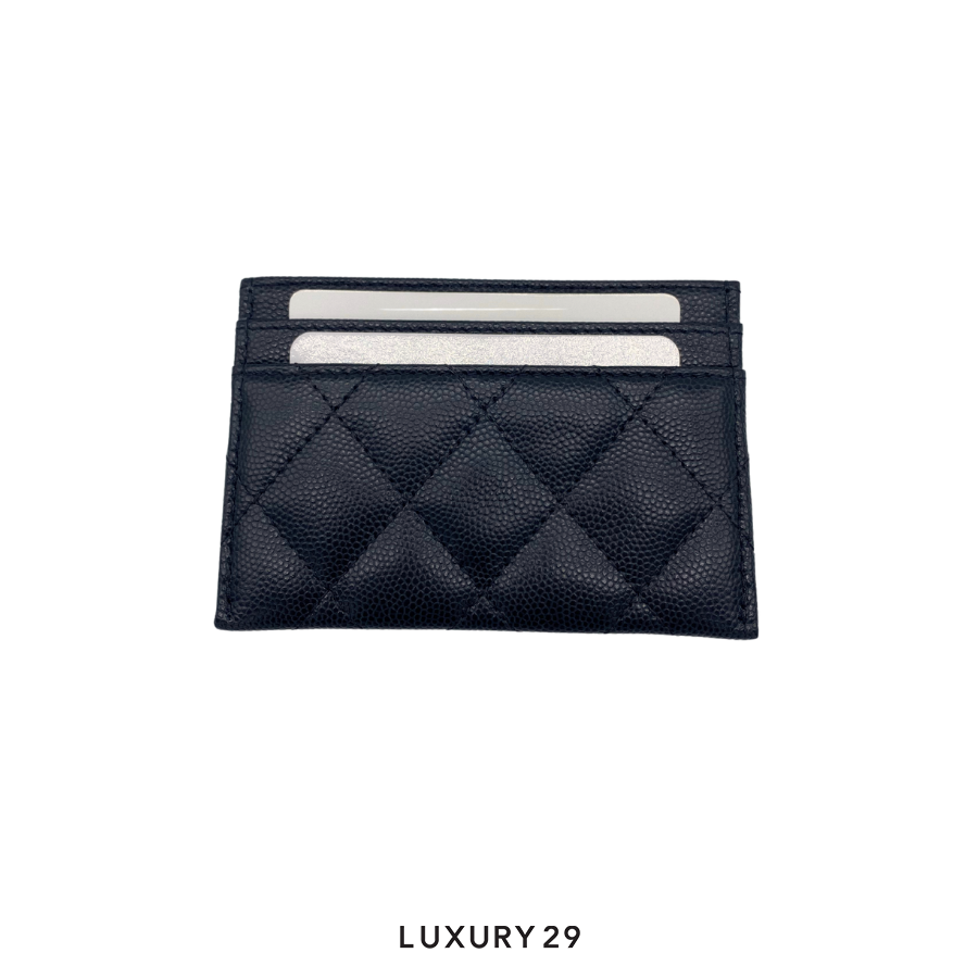 Chanel Card Holder Wallet Black Caviar with CC Logo CHANEL