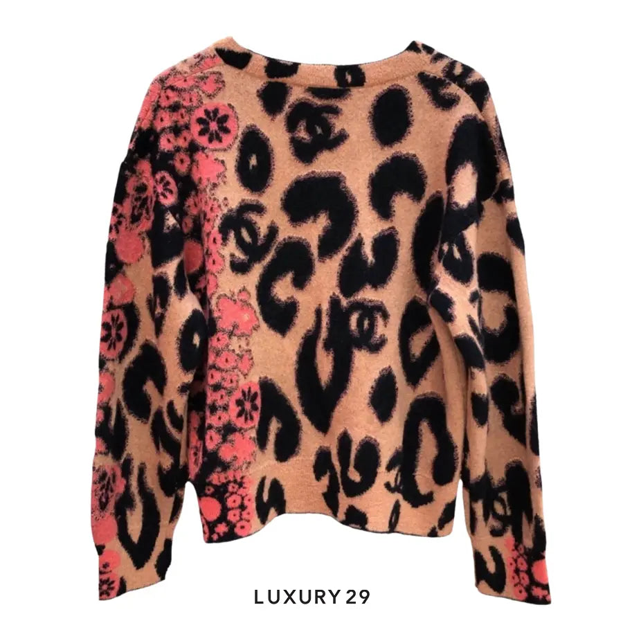 Chanel Cardigan Cashmere & Mohair Beige, Black & Coral CHANEL