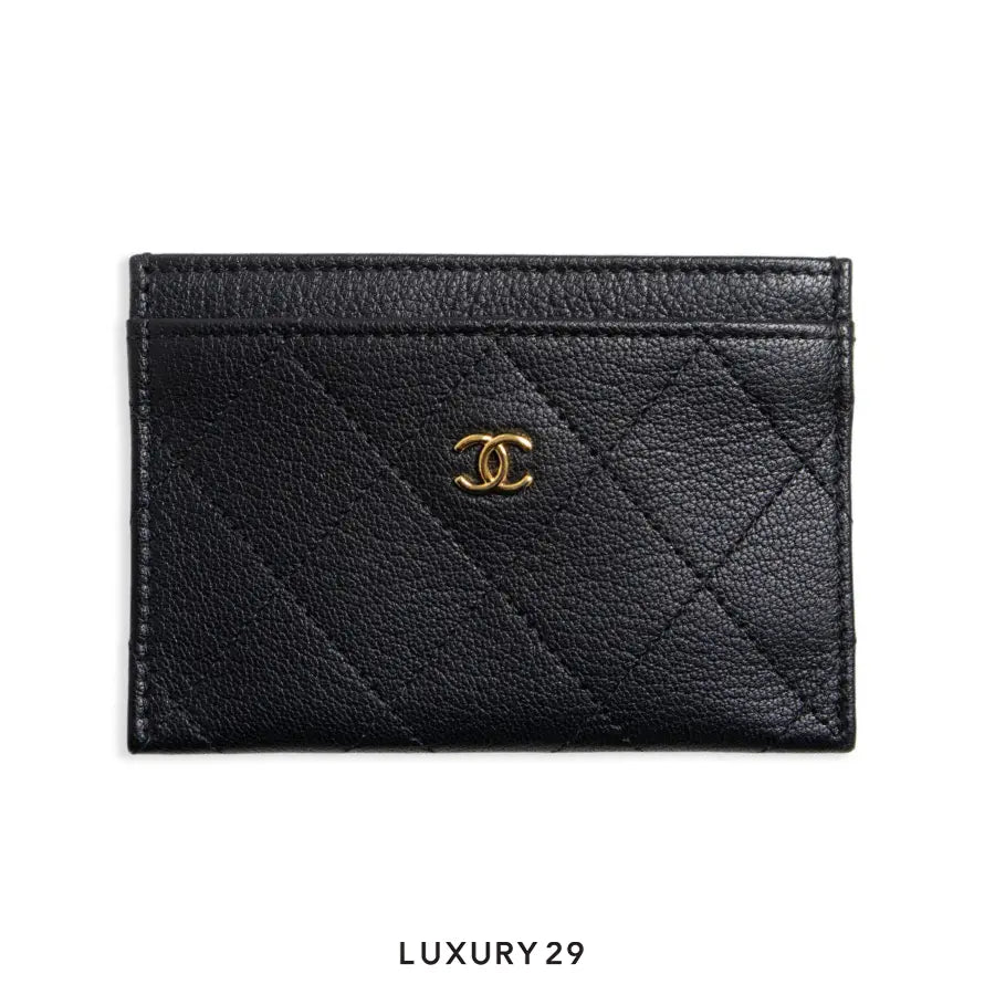 Chanel Classic Card Holder in black grained calfskin with gold-tone metal hardware CHANEL Luxury29